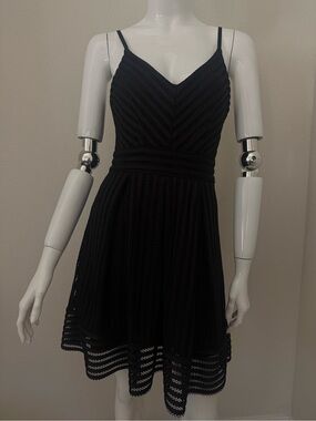 Haute Monde Black Mini Dress with V-Neck Spaghetti Straps